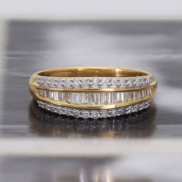 Diamant-Ring, 925 Silber Gelbgold Vermeil  ca. 0,50 ct image number 2