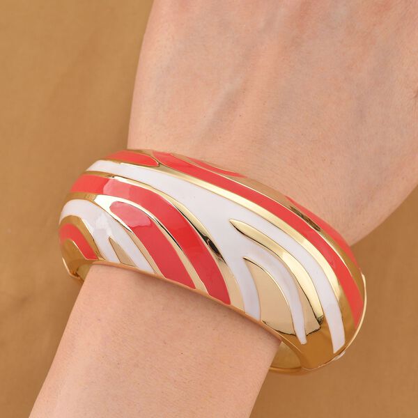 Emaille-Armreif im Wellen-Design, ca. 18 cm, Coral image number 2