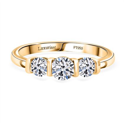 LUXURIANT DIAMOND - Lab Grown Diamant VS-GH SGL zertifiziert Ring 925 Silber Gelbgold Vermeil (Gr&ouml;&szlig;e 17.00) ca. 1.00 ct