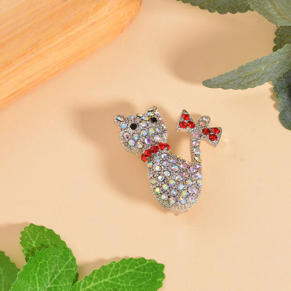 Mehrfarbiger Kristall Brosche, Katze image number 2