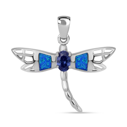 Tansanit Zirkonia und simulierter blauer Opal-Anhänger image number 0