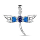 Simulierter Blauer Opal, Tansanit Zirkonia Anhänger 925 Silber rhodiniert