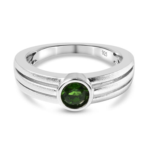 Russischer Diopsid Solitär Ring 925 Silber Rhodium-Überzug image number 0