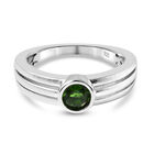 Russischer Diopsid Solitär Ring 925 Silber rhodiniert (Größe 16.00) ca. 0,59 ct