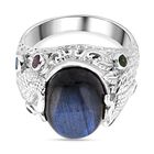 Royal Bali - Labradorit, Rhodolith Granat Ring, 925 Silber, (Größe 16.00), ca. 9.98 ct