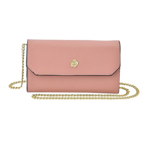 Echtleder Clutch mit Metallriemen, Rosa image number 0