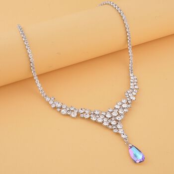 Wei&szlig;e und lila Kristall-Halskette, 50 cm - 25 ct.