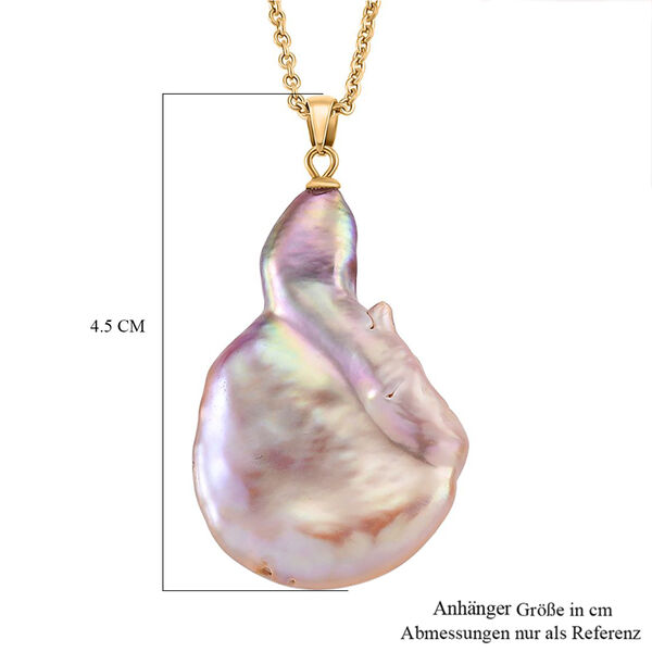 AAA Mehrfarbige S&uuml;&szlig;wasser Perle Anh&auml;nger mit Kette, ca. 50 cm 316L Edelstahl, Goldfarben image number 5