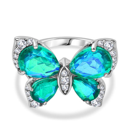 D'Joy Pfau Quarz Triplette Ring 925 Silber rhodiniert (Gr&ouml;&szlig;e 20.00) ca. 6,12 ct