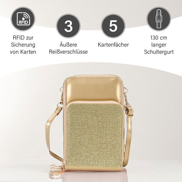 Elegante Umh&auml;ngetasche mit RFID-Schutz, Gold image number 4