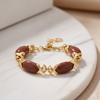 Sonnenstein Armband, ca. 15.25 cm + 5 cm Extender, gelb vergoldet ca. 65.00 ct