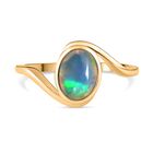 Natürlicher, äthiopischer Opal Ring, 925 Silber vergoldet (Größe 16.00) ca. 0.85 ct