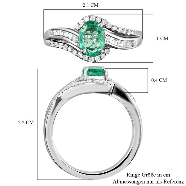 AA &Auml;thiopischer Smaragd und wei&szlig;er Diamant-Ring, 925 Silber platiniert  ca. 0,93 ct image number 7