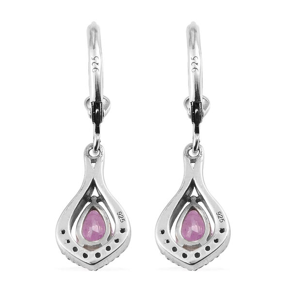 Fissure gef&uuml;llt Rosa Saphir und Zirkon Ohrh&auml;nger 925 Silber platiniert ca. 1,25 ct&nbsp; image number 6