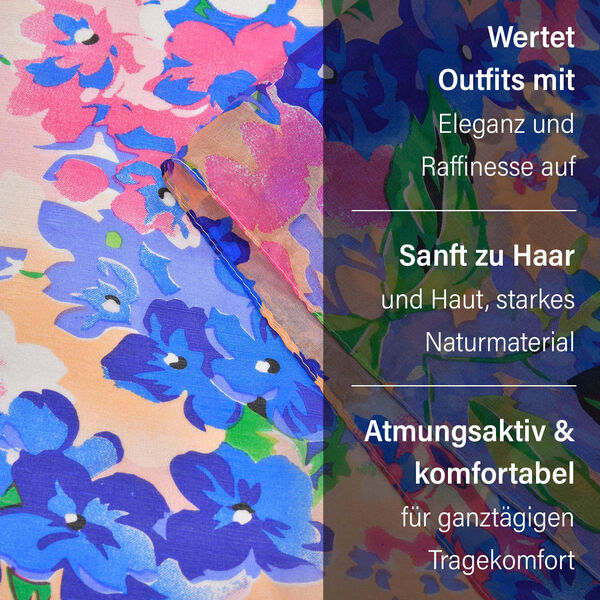 LA MAREY - Chiffonschal aus 100% Maulbeerseide in Rosa mit Lila Blumenmuster image number 4