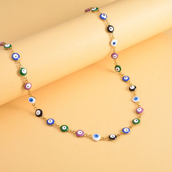 Mehrfarbige, emaillierte Halskette, ca. 50 cm, Edelstahl ca. 15,00g image number 1