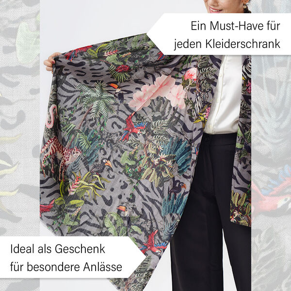 LA MAREY Schal aus 100% Premium-Kaschmir mit Digitaldruck, 70x200cm, Tropical image number 3