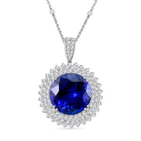 Chairman's Vault Collection - zertifiziert und geprüft RHAPSODY AAAA Tansanit und VS-EF Diamant Anhänger mit 45cm Kette in 950 Platin - 24,71 ct.