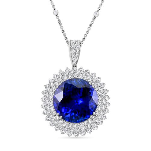 Chairman's Vault Collection - zertifiziert und geprüft RHAPSODY AAAA Tansanit und VS-EF Diamant Anhänger mit 45cm Kette in 950 Platin - 24,71 ct. image number 0