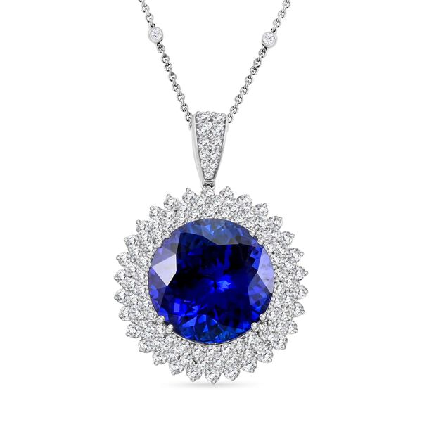 Chairman's Vault Collection - zertifiziert und geprüft RHAPSODY AAAA Tansanit und VS-EF Diamant Anhänger mit 45cm Kette in 950 Platin - 24,71 ct. image number 0
