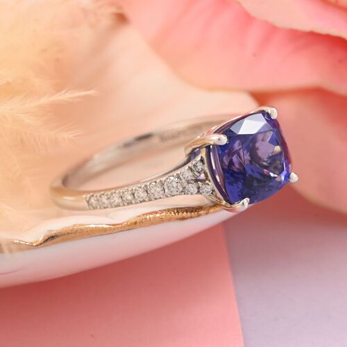 Rhapsody AAAA Tansanit, Weißer Diamant Ring 950 Platin (Größe 17.00) ca. 2,87 ct image number 1