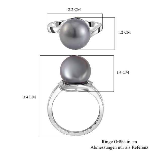 11-12mm Tahiti Perle und Moissanit Ring image number 7
