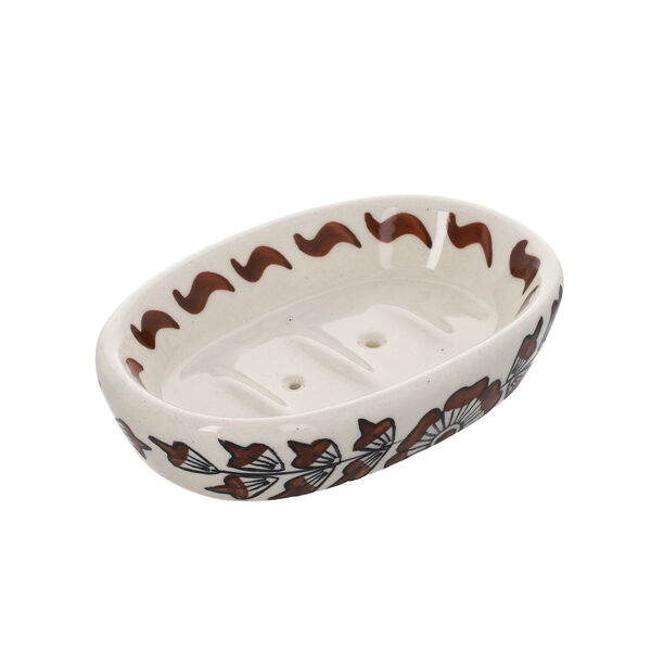 3er-Set f&uuml;r Badezimmer aus Keramik, Braun und Wei&szlig; image number 4