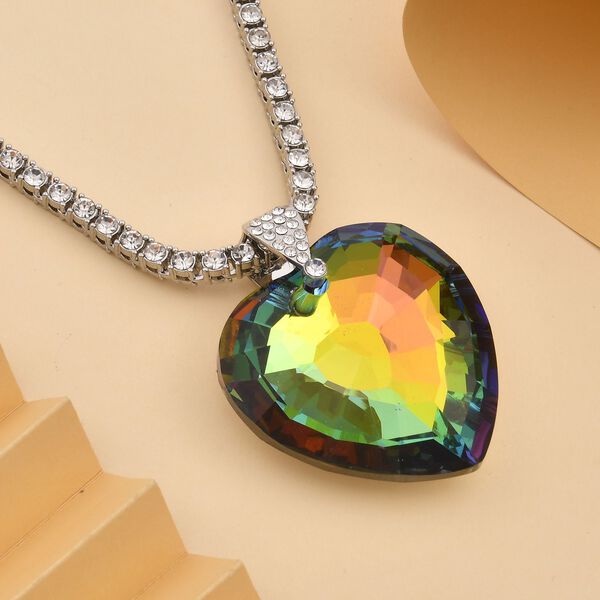 Herz mystisch gefärbt und weiße Kristall-Halskette, 50cm image number 2