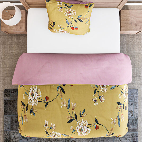 2er-Set 3D Digitaldruck Bettbezug und Kissenbezug, Gelb image number 4