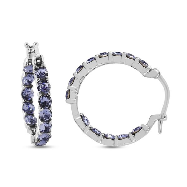 LUSTRO STELLA &Ouml;sterreichischer Indischer Saphir Kristall In Out Creolen Edelstahl image number 3