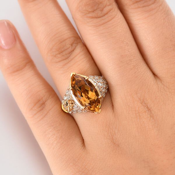GP Trionfo Kollektion - Citrin, Kanchanaburi Blauer Saphir Ring 925 Silber 750 Gelbgold Vermeil (Größe 19.00) ca. 6.80 ct image number 3