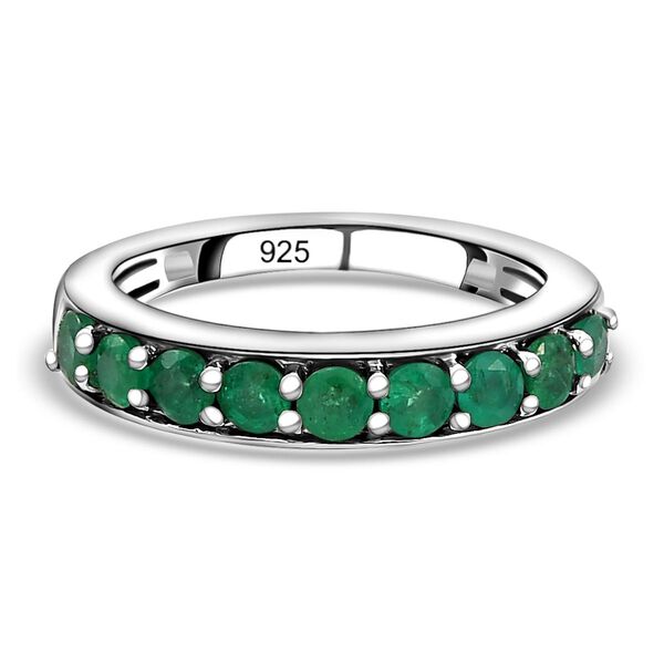 AAA sambischer Smaragd-Half-Eternity-Ring, 925 Silber platiniert, 0,78 ct image number 0