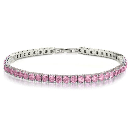Rosa Zirkonia Armband ca. 19 cm Nickelfreies Messing rhodiniert