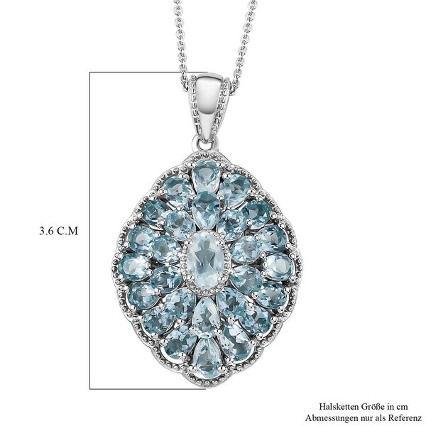 Himmelblauer Topas Anh&auml;nger mit Kette, ca. 50 cm, 925 Silber platiniert, ca. 6.14 ct image number 7