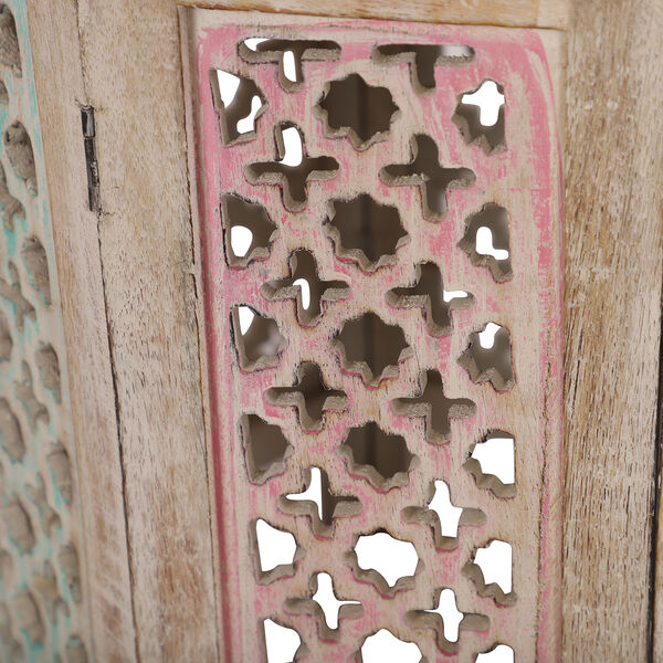 NAKKASHI - handgeschnitzter klappbarer Beistelltisch aus Mangoholz, 45x45 cm, wei&szlig; lackiert image number 5