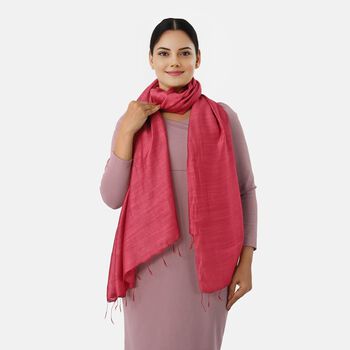LA MAREY - Seiden Leinen Schal, 70 x 180 cm, Rosa