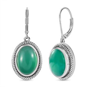 Grüner Onyx Ohrringe, Edelstahl, ca. 13.33 ct