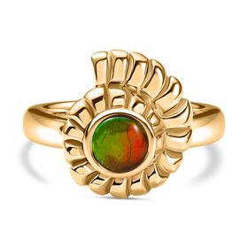 Ammolit Ring, 925 Silber 750 Gelbgold Vermeil (Größe 19.00) ca. 0.84 ct