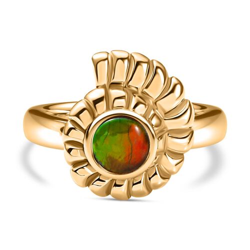 Ammolit Ring, 925 Silber 750 Gelbgold Vermeil (Größe 19.00) ca. 0.84 ct image number 0