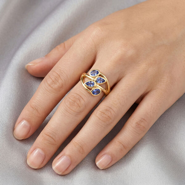 Tansanit Bypass Ring 925 Silber vergoldet  ca. 0,81 ct image number 3