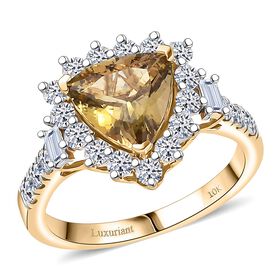 LUXURIANT DIAMOND - AAA Nat&uuml;rlicher goldener Tansanit, Lab Grown Diamant Ring 417 Gold (Gr&ouml;&szlig;e 16.50) ca. 2,85 ct