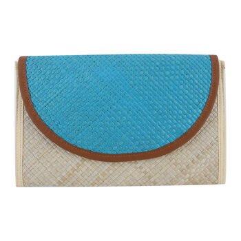 Clutch aus Pandan Bl&auml;ttern, Blau