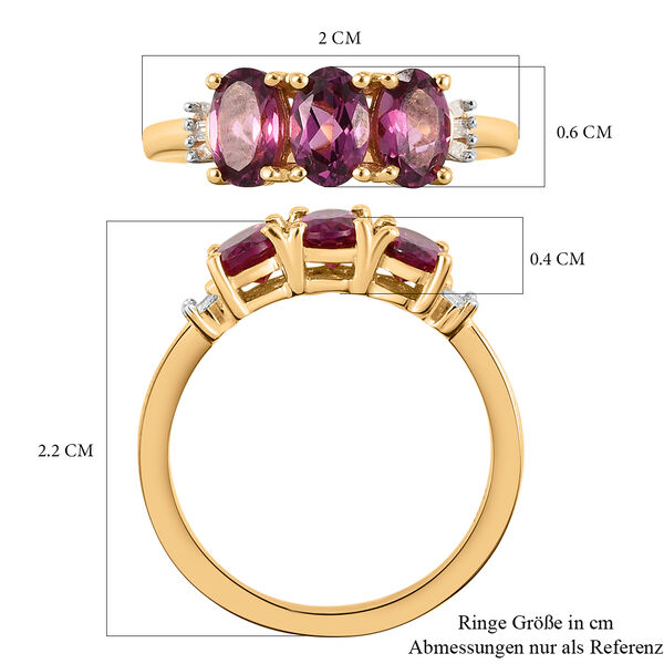 Rhodolith Granat und weißer Diamant-Ring, 925 Silber vergoldet  ca. 1,78 ct image number 7