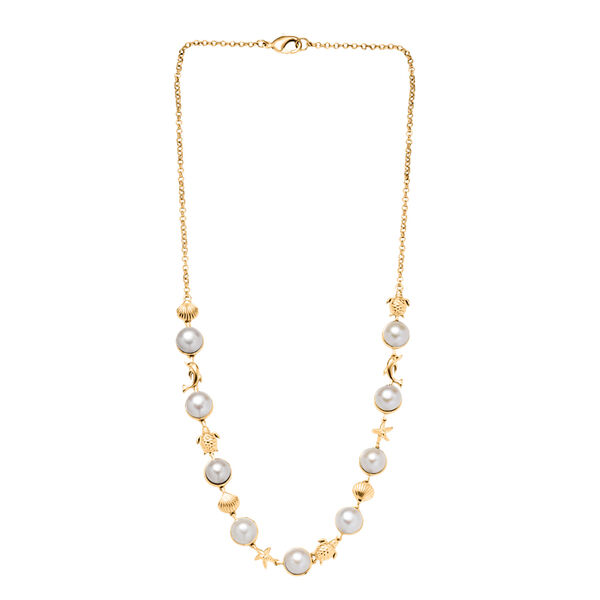 EverTrue S&uuml;&szlig;wasserperle 50cm Halskette und 19cm Armband in Goldton image number 5