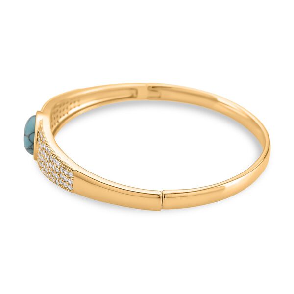 Blauer Howlit, Wei&szlig;er Zirkonia Armreif ca. 19 cm Nickelfreies Messing image number 5