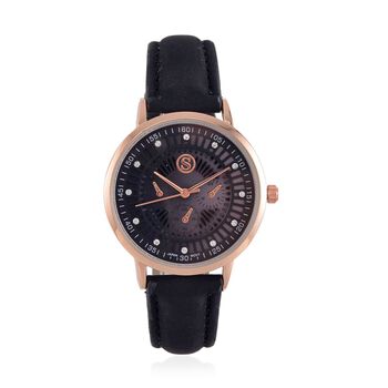 Strada - Japanisches Uhrwerk, wei&szlig;er Kristall, 23 cm, ros&eacute;vergoldet, brauner Riemen