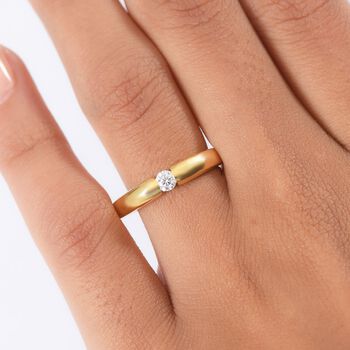 Moissanit Ring 925 Silber vergoldet (Gr&ouml;&szlig;e 20.00) ca. 0,16 ct