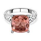 Rosa Morganit Quarz Triplette Ring, Edelstahl (Größe 19.00) ca. 5.27 ct
