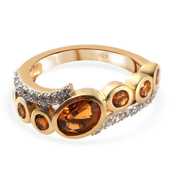 Madeira Citrin Ring 925 Silber vergoldet (Gr&ouml;&szlig;e 16.00) ca. 1,57 ct