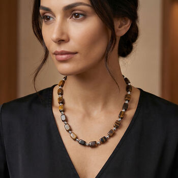 Tigerauge Halskette, ca. 45cm mit 5cm extender, ca. 300.00 ct